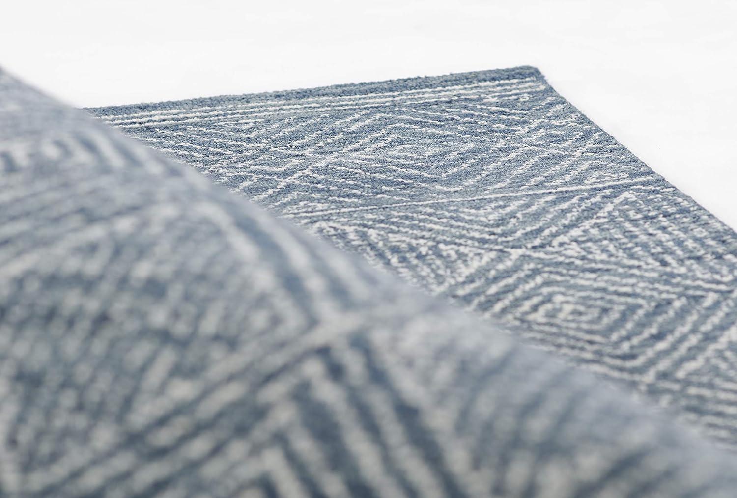 Momeni Mallorca Hand Hooked Wool Geometric Denim Area Rug 9' X 12'