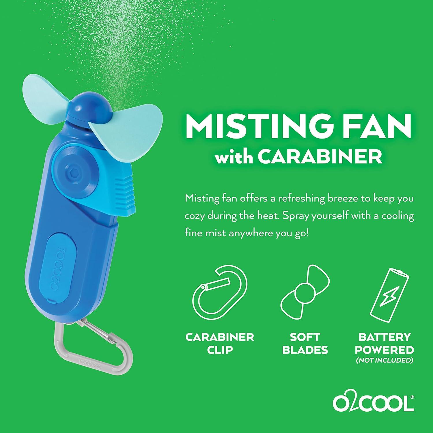 Blue Portable Battery Powered Carabiner Misting Fan