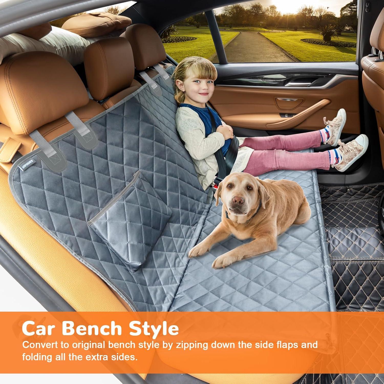 Pet dog car seat cover 100% waterproof hammock anti-scratch non-slip durable soft pet back seat cover suitable for car truck and SUV