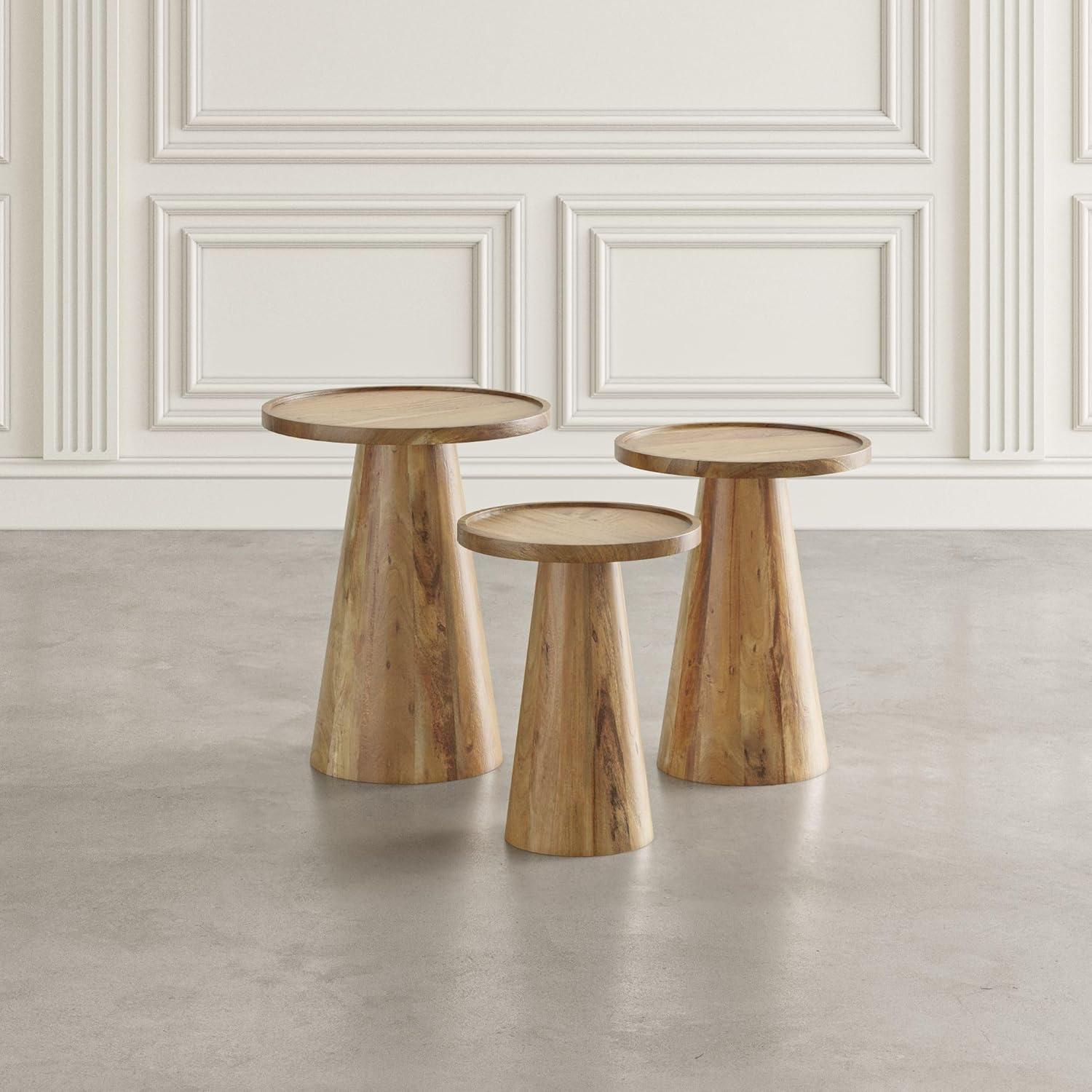 Jofran Knox Mid-Century Modern Solid Hardwood Round Accent Tables (Set of 3)