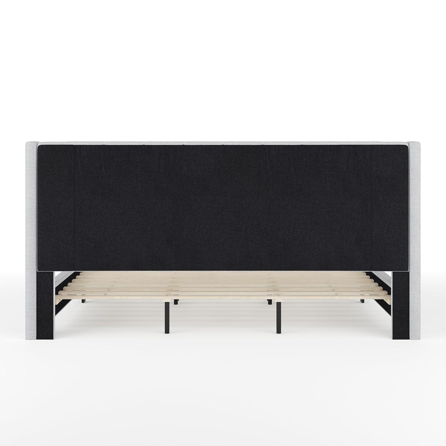 Martha Stewart Martha Stewart Kay Upholstered Platform Bed With Channel Stitched Wingback Headboard