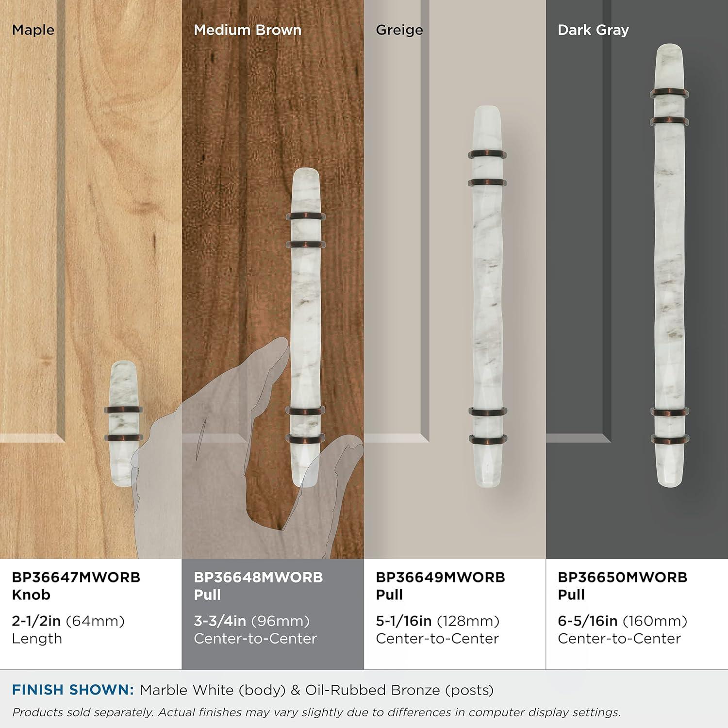 Marble White and Oil-Rubbed Bronze Cabinet Pull Bar