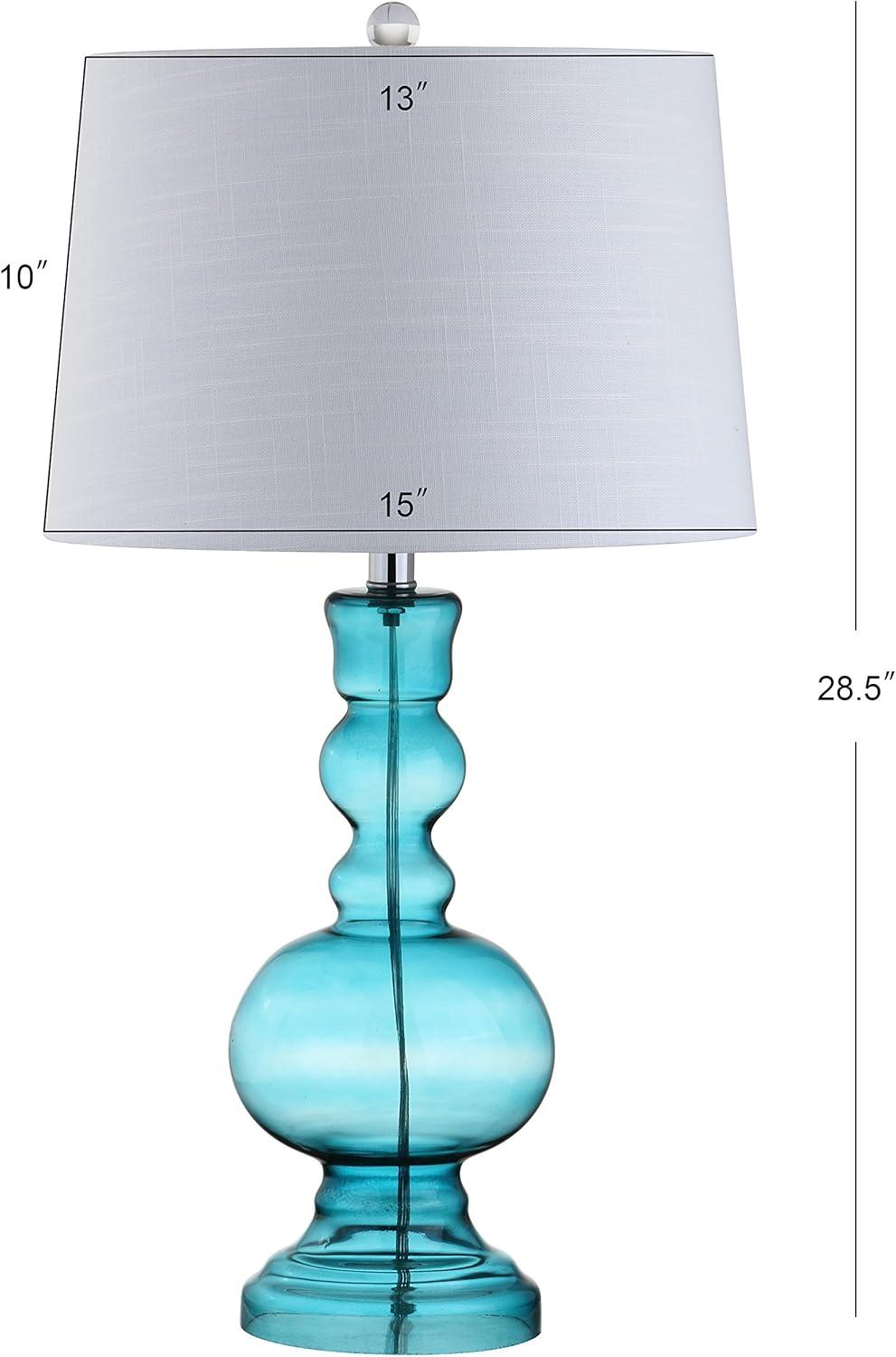 Genie 28.5" Glass LED Table Lamp, Aqua (Set of 2)