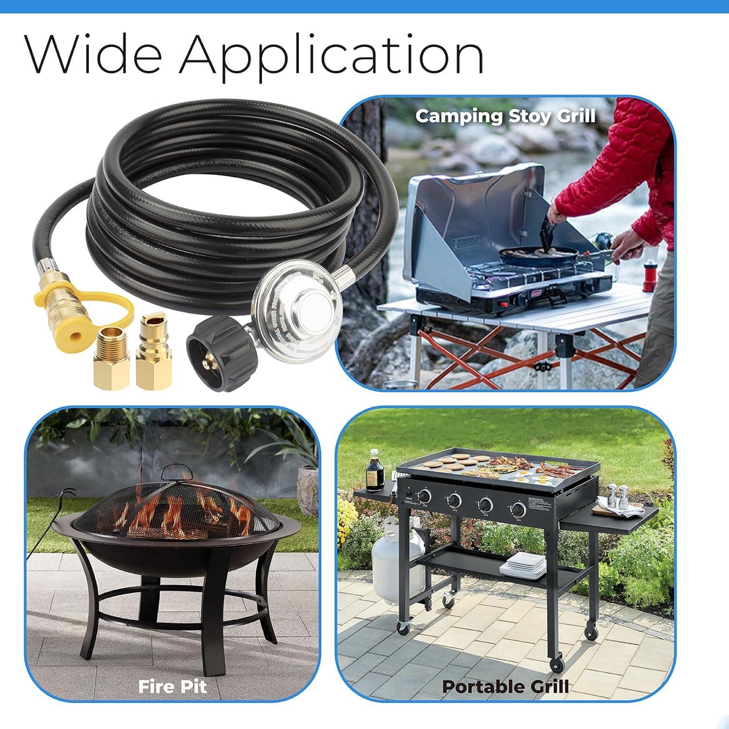 GasSaf 12ft Propane Regulator with Hose, Propane Hose for Indoor/Outdoor Heater -3/8 Quick Connect Disconnect