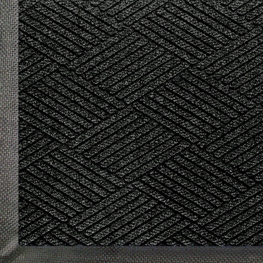 Black Smoke Herringbone Solution-Dyed PET Entrance Mat, 36" x 60"