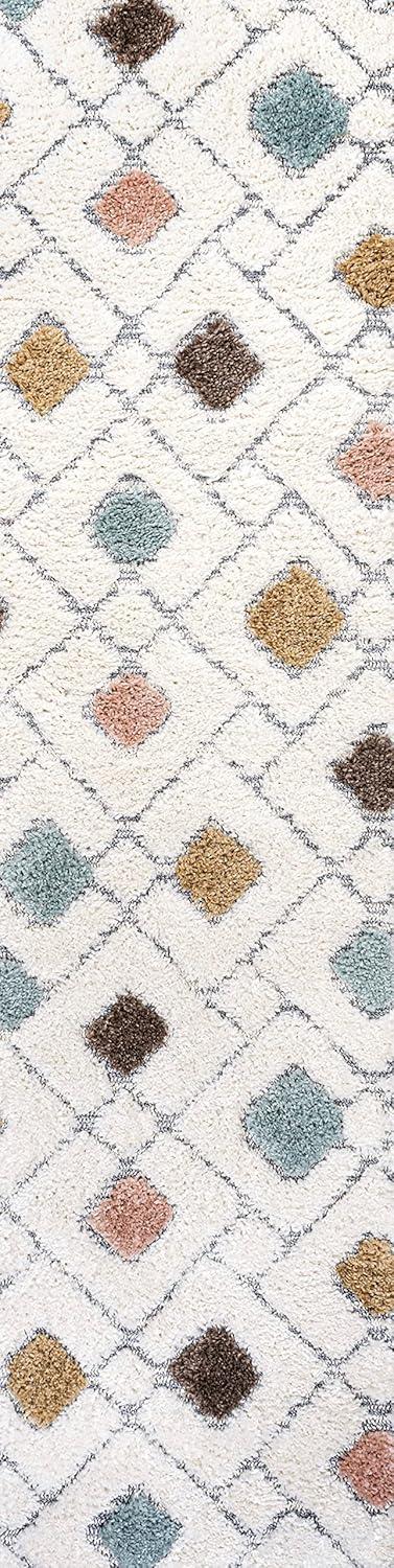 2' x 8' Astrid Retro Trellis High-Low Runner Rug, Multi/Cream - JONATHAN Y