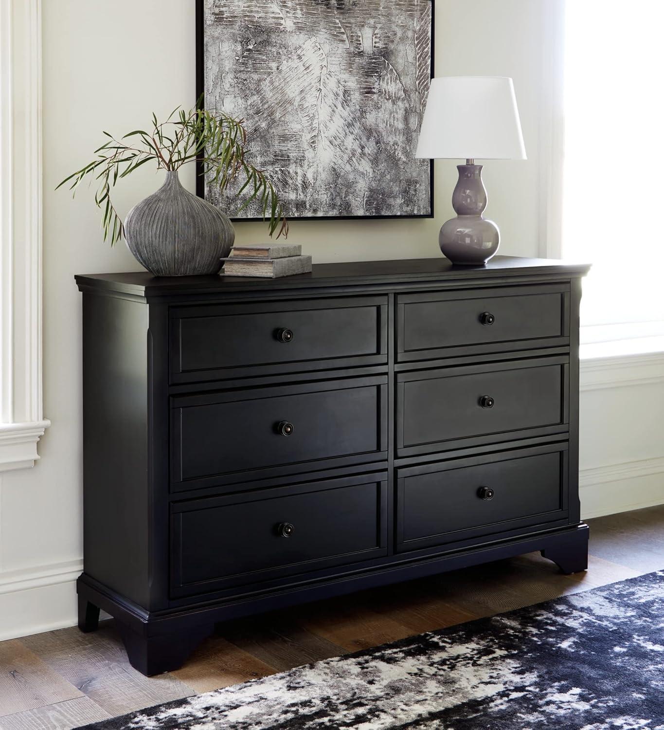 Black Traditional 6-Drawer Dresser with Dovetail Construction