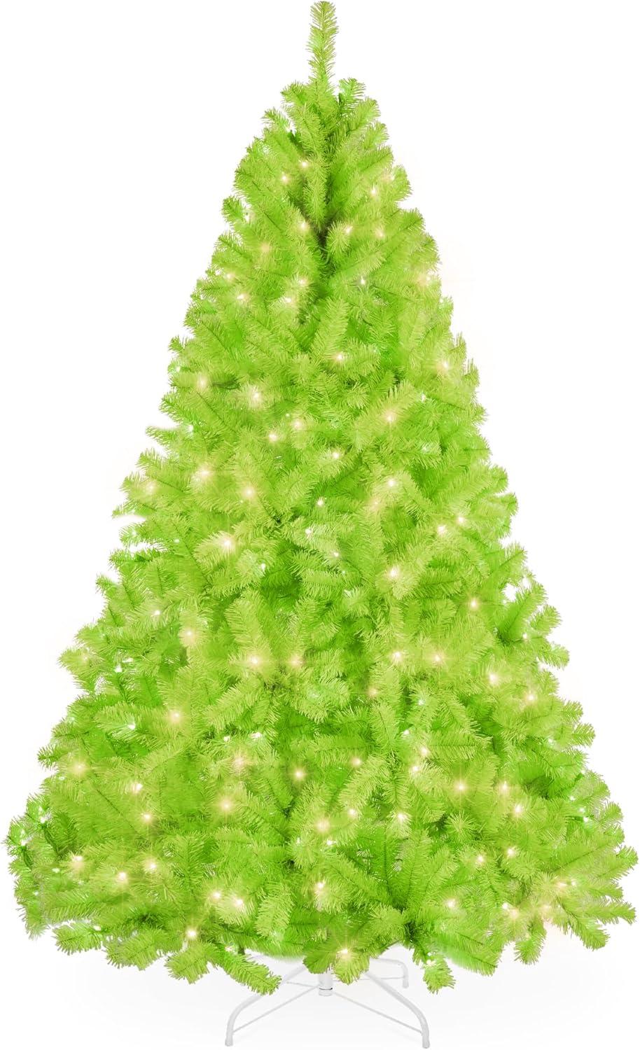 Best Choice Products 6ft Pre-Lit Lime Green Christmas Tree, Artificial Holiday Decoration w/ 250 Lights