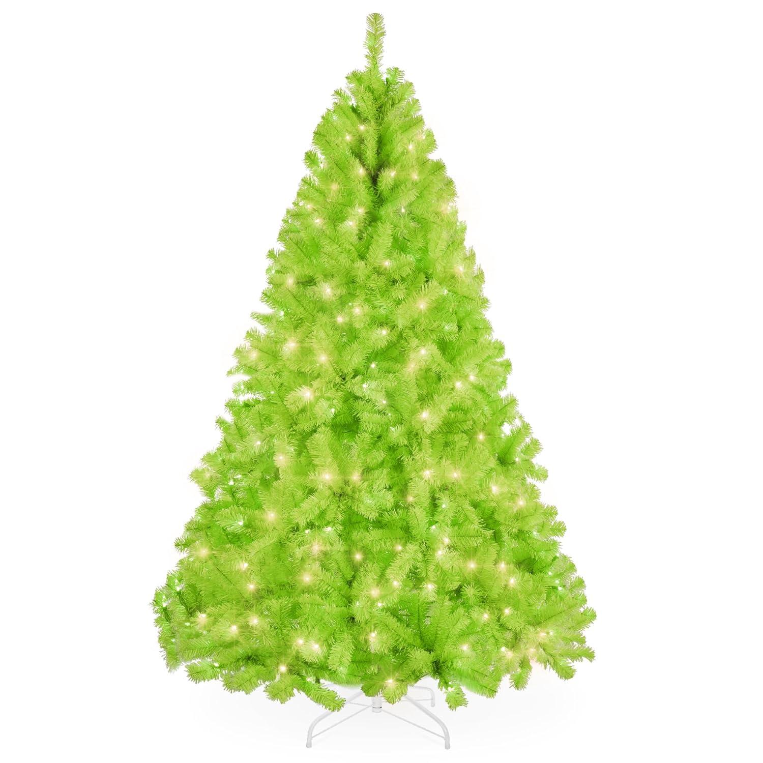 Best Choice Products 6ft Pre-Lit Lime Green Christmas Tree, Artificial Holiday Decoration w/ 250 Lights