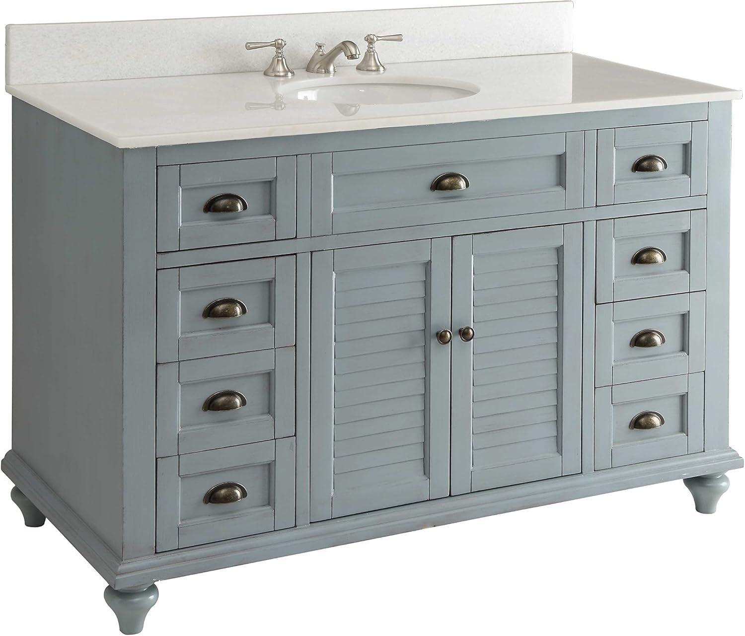 49" Benton Collection Glennville Vintage Shabby Chic Blue Bathroom Vanity ZK-28328BU-BS