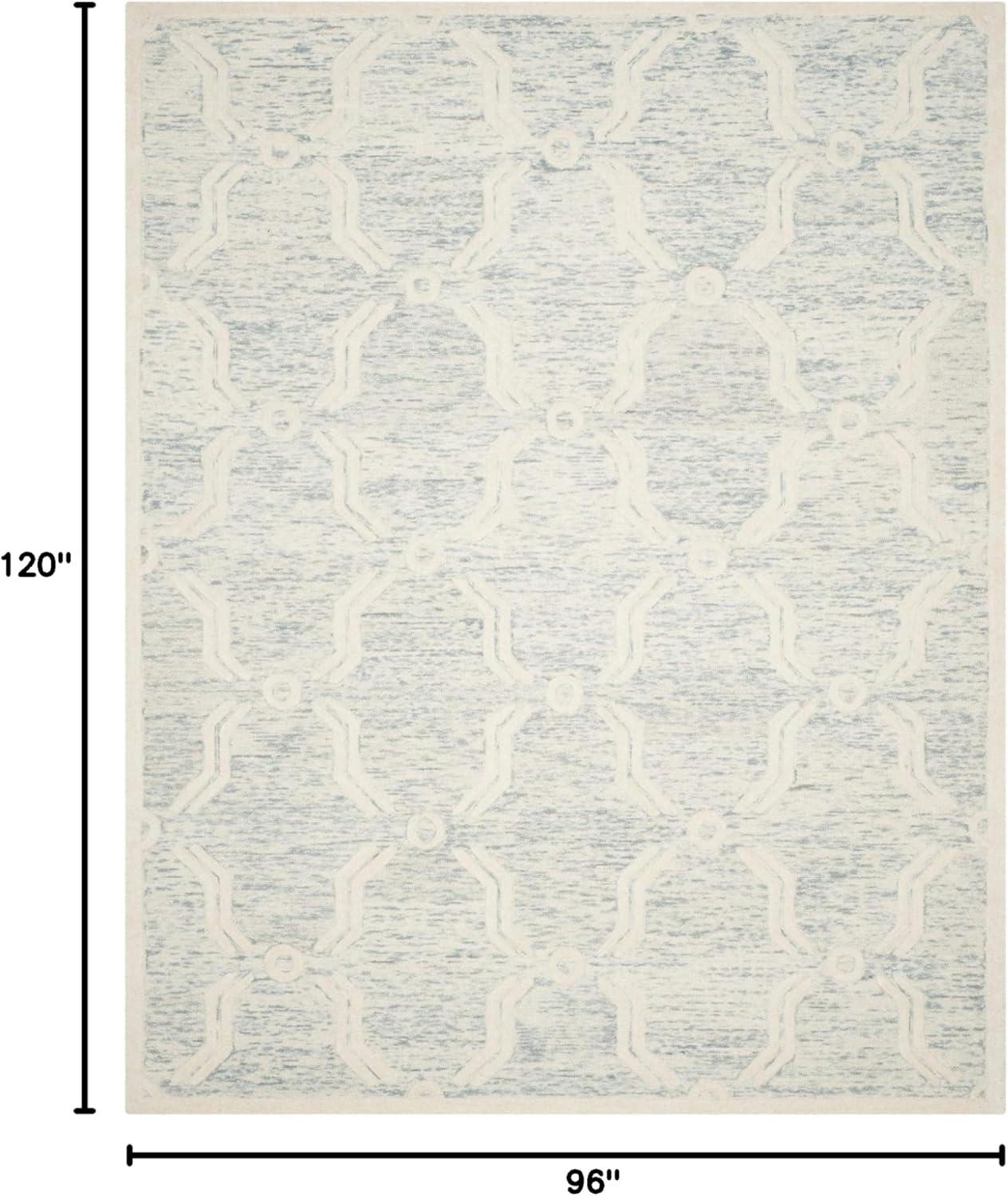 SAFAVIEH Cambridge Leland Faded Geometric Wool Area Rug, Light Blue/Ivory, 8' x 10'