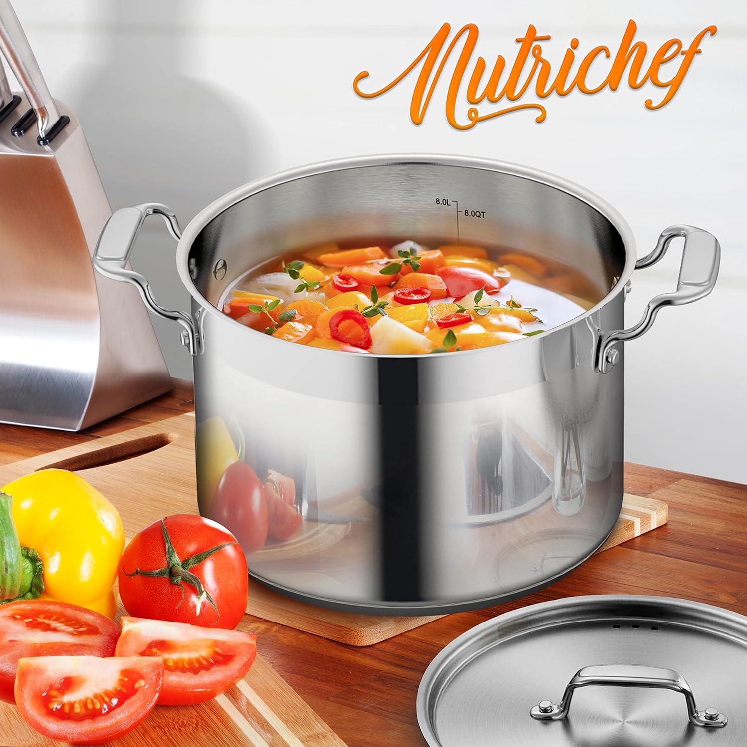 NutriChef 18/8 Heavy Duty Stainless Steel Large Stock Pot