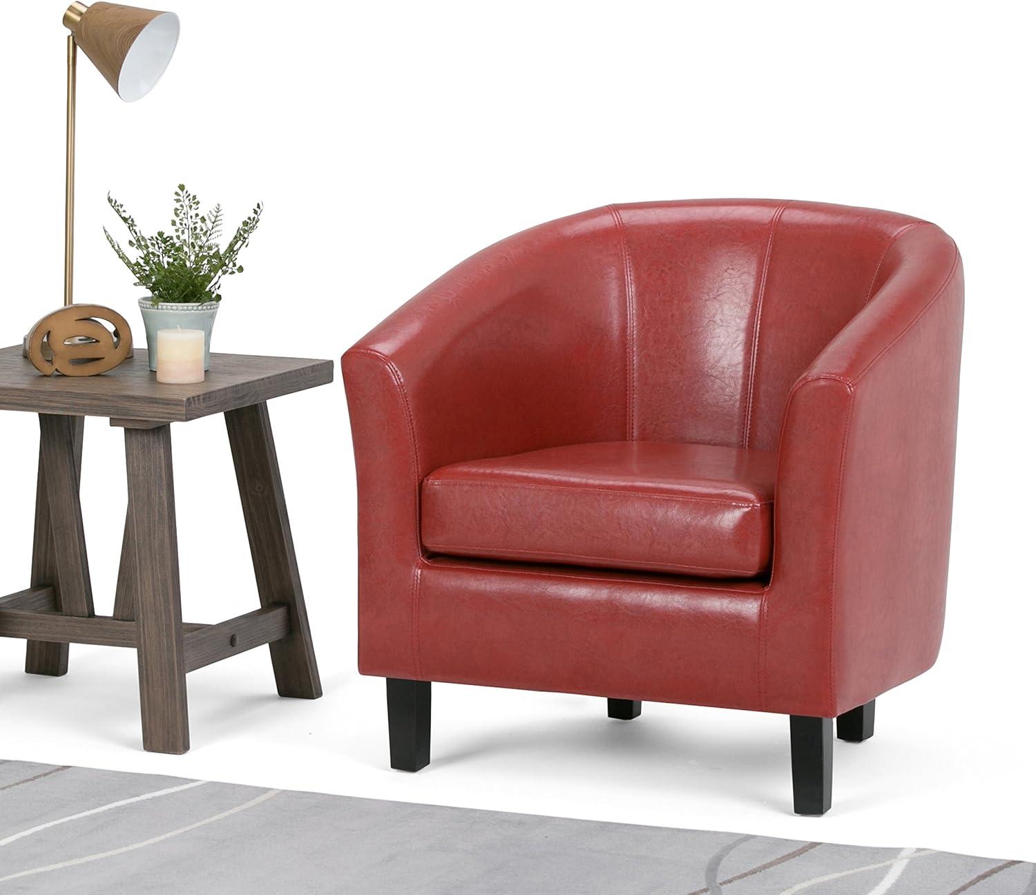 Simpli Home Austin 30"W Upholstered Vegan Faux Leather Contemporary Tub Accent Chair with High Arms and Deep Seat