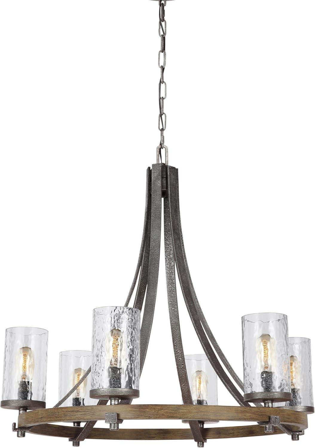 Steffens Iron & Textured Glass Chandelier (24"-48")