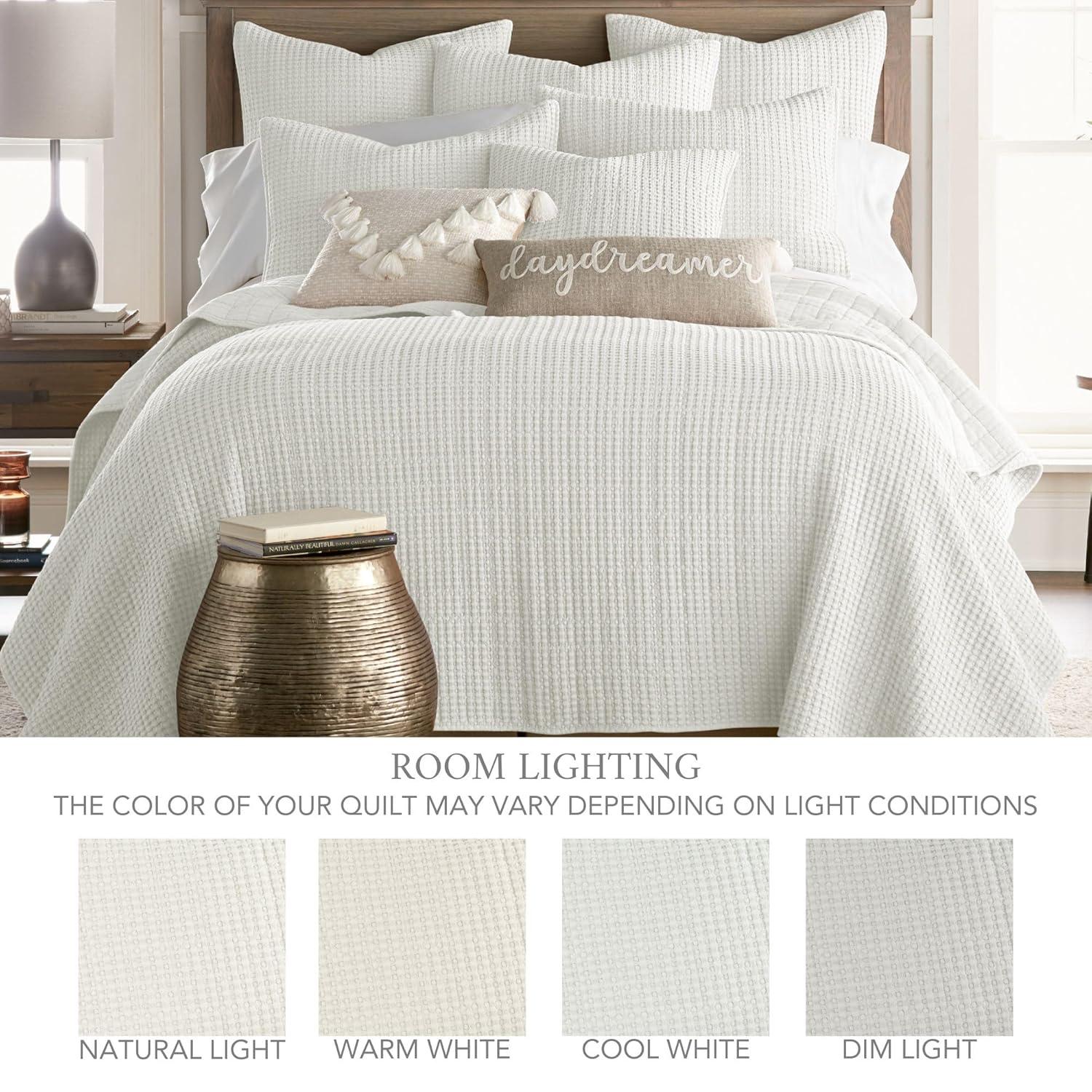 Levtex Home - Mills Waffle - Full Bedspread Set - Cream Cotton Waffle - Bedspread Size (100 x 104in.), Sham Size (26 x 20in.)