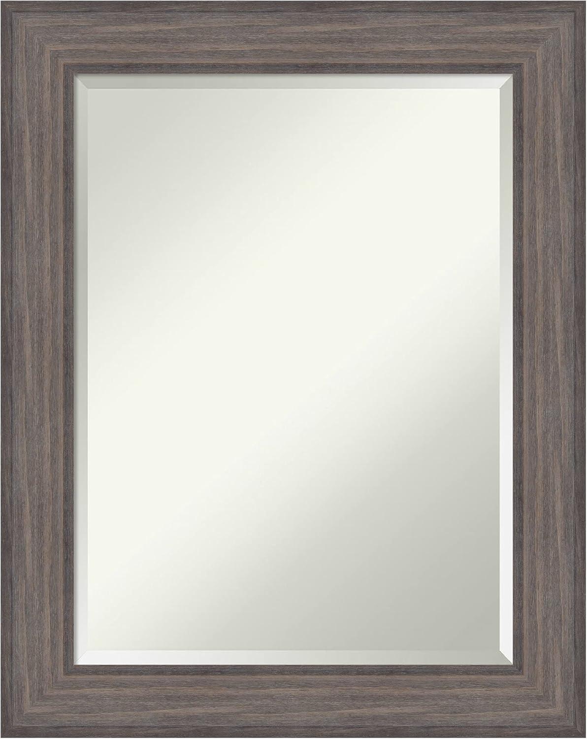 Rustic Gray Wood Rectangular Bathroom Vanity Mirror