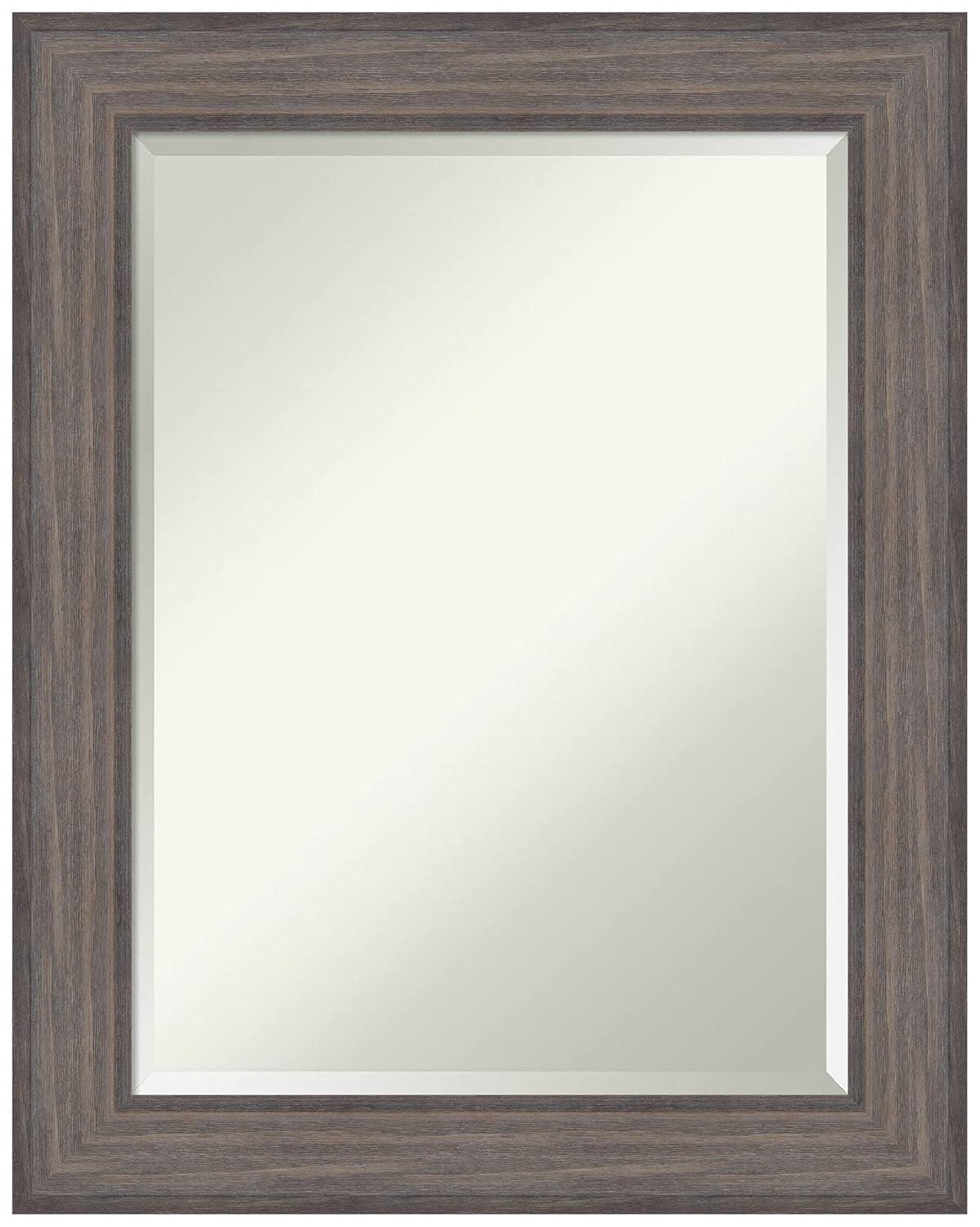 Amanti Art Beveled Wood Wall Mirror - Country Barnwood Frame Country Barnwood Outer Size: 23 x 29 in