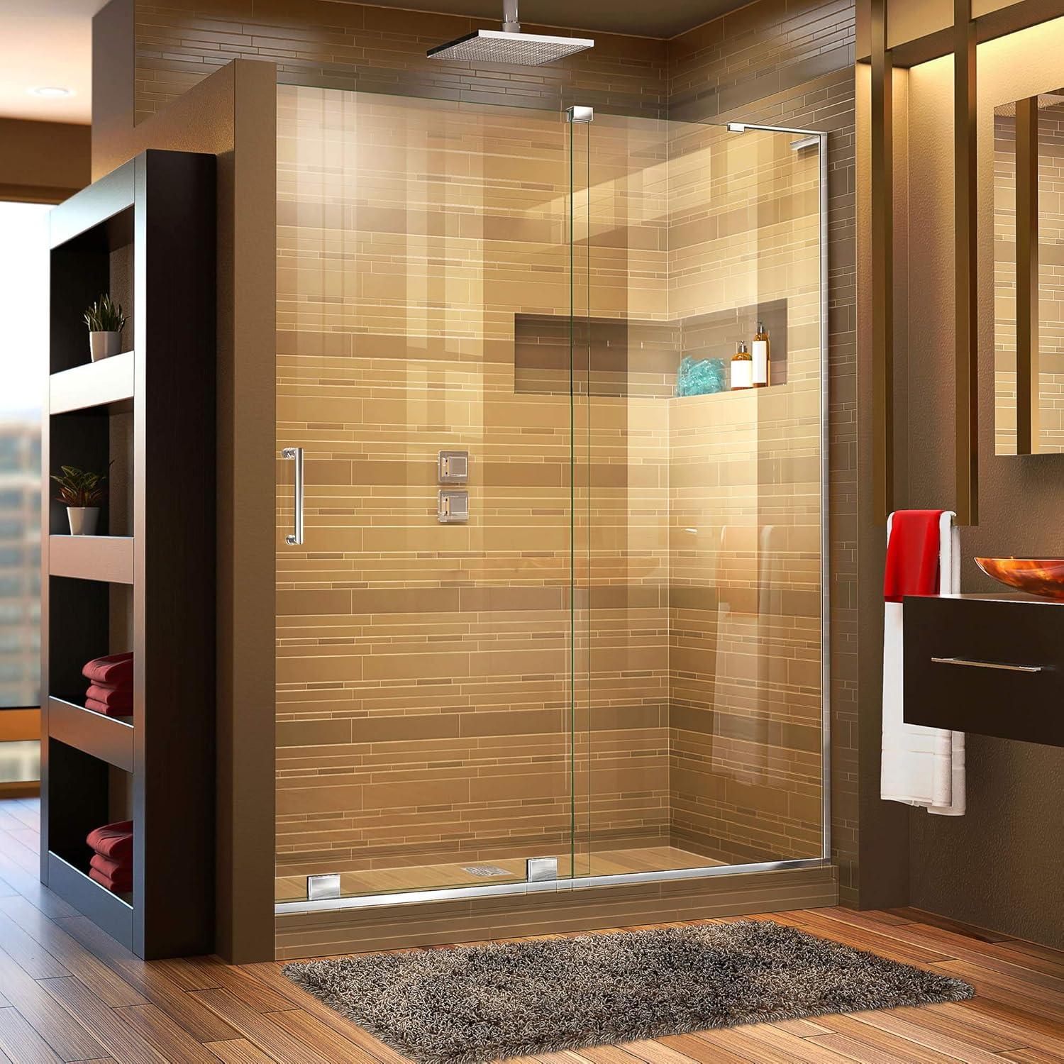 Mirage-X 60" Frameless Clear Glass Sliding Shower Door with Brushed Nickel Hardware