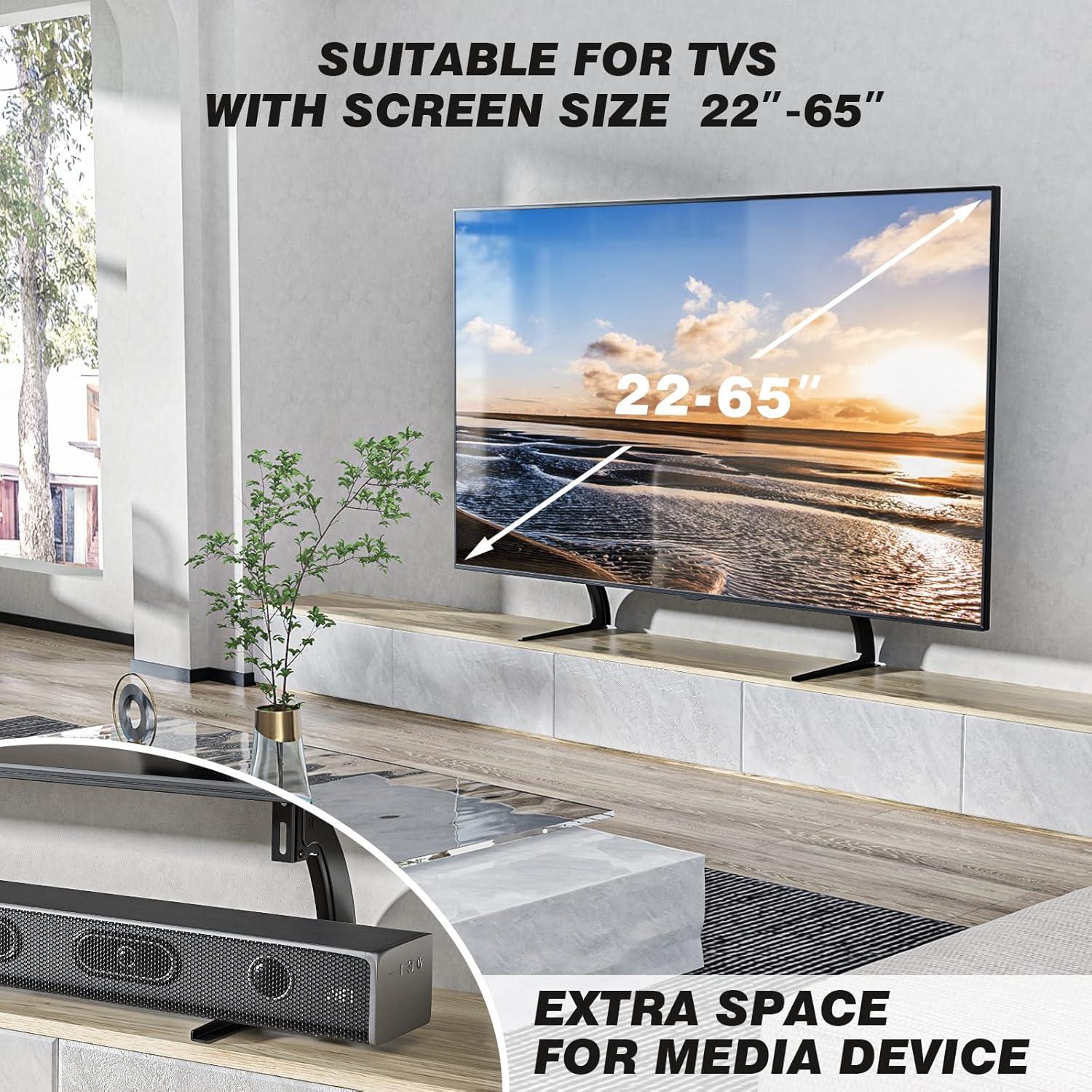 5Rcom TV Stand Mount, Universal TV Stand Tabletop for 22 to 65 inch Plasma LCD LED Flat Screen TVs, Strong TV Legs Holds up to 88lbs, Height Adjustable TV Base, Max VESA 800 x 500mm