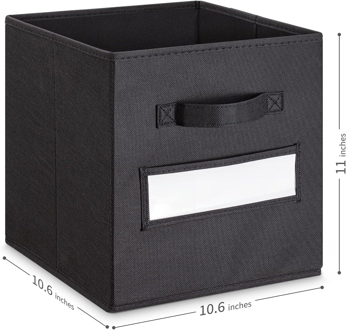 Black Foldable Fabric Storage Cubes with Label Slots, Set of 10