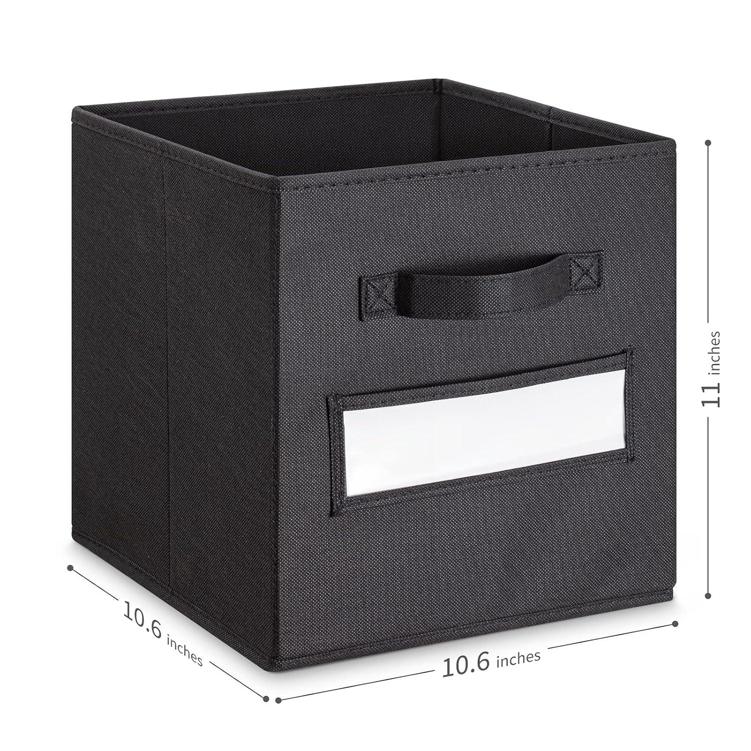 artsdi 11 Inch Storage Cube,Storage bin,cube storage (Set of 10) Foldable Fabric Cube Storage Bins with 10 Labels Window Cards & a Pen,Baskets Containers for Shelves,Closet Organizers Box,Black
