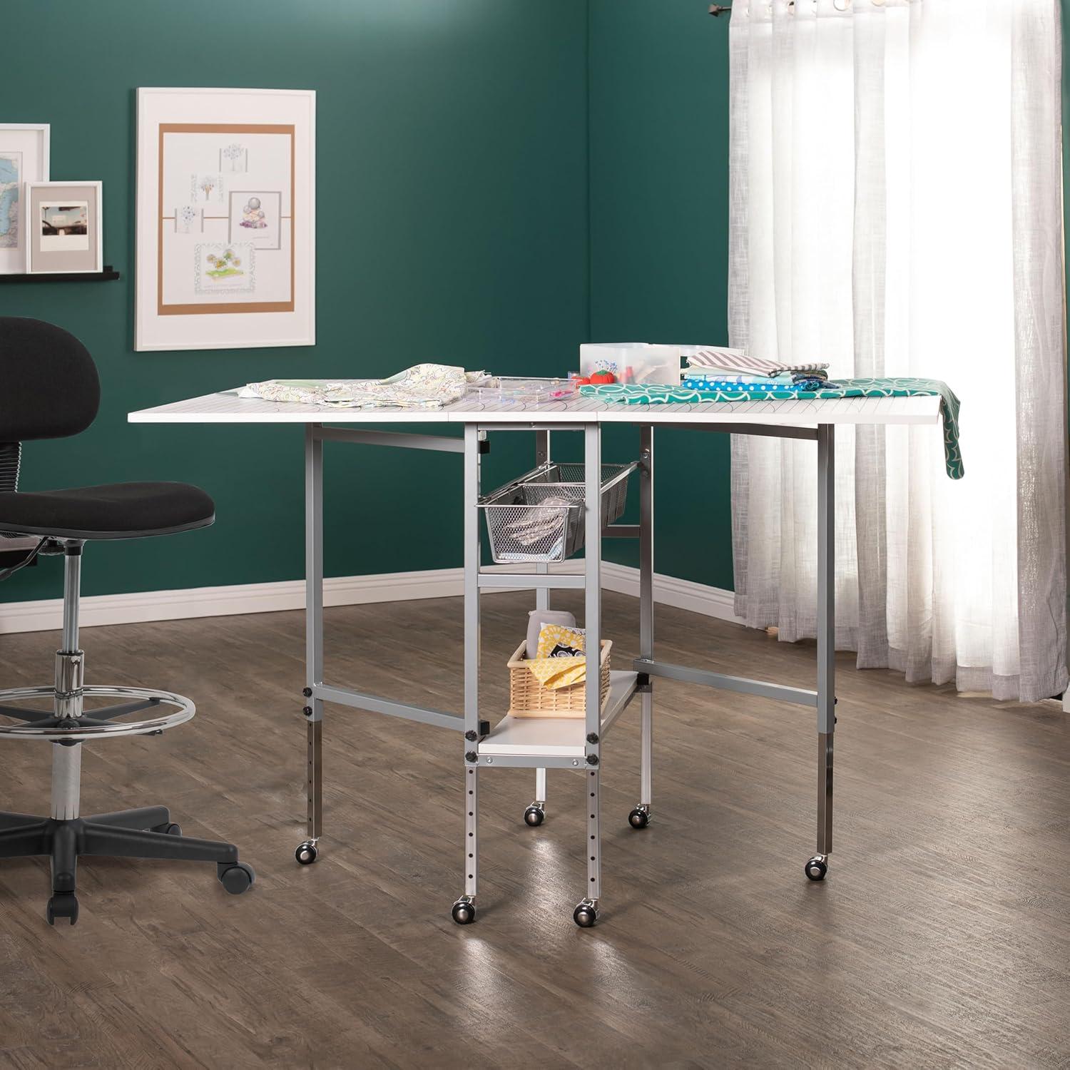 58.5'' x 36.75'' Foldable Sewing Table with Wheels