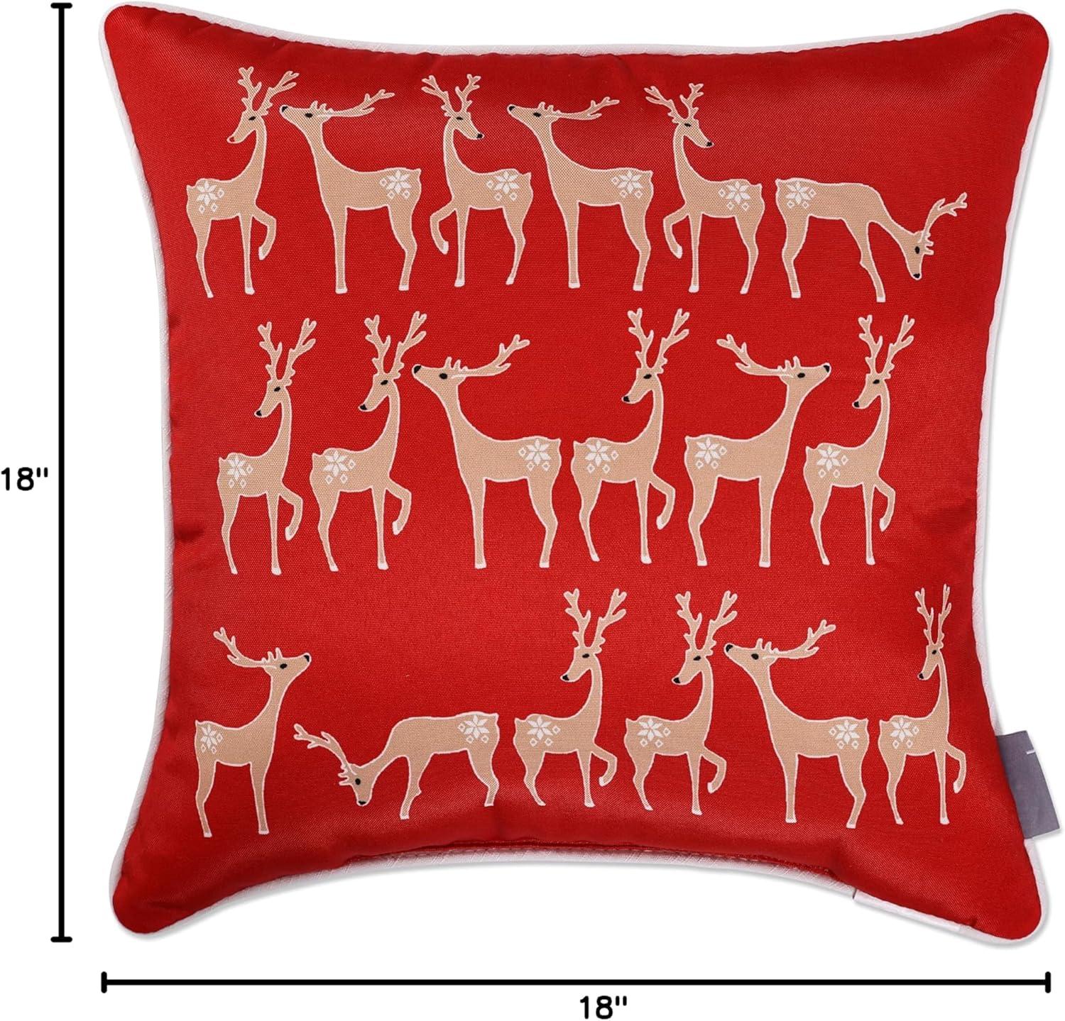 18"x18" Sleigh Rides Square Throw Pillow Red/Beige - Pillow Perfect: Festive Indoor Cushion for Bench Decor