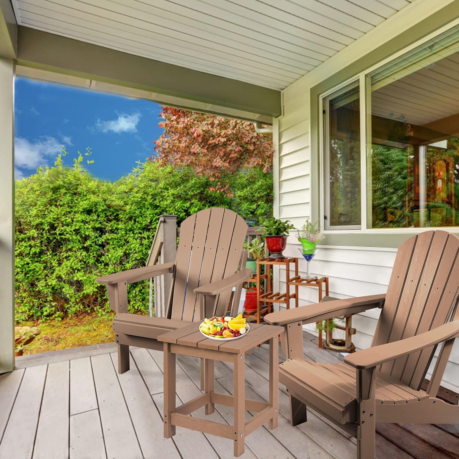 LZRS Adirondack Square Outdoor Side Table for Patio, Pool Composite Patio Table,HDPE End Tables for Backyard,Pool, Indoor Companion, Easy Maintenance & Weather Resistant(Teak)