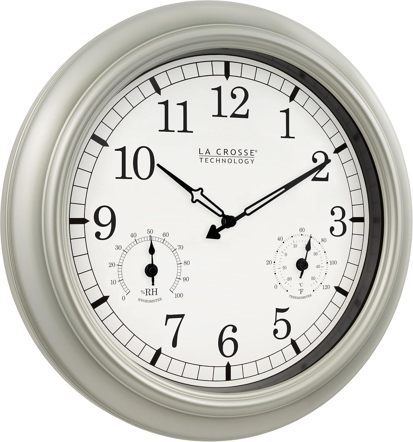 JIAHAO WT-3181PL-Q Quartz Indoor/Outdoor Wall Clock, 18"