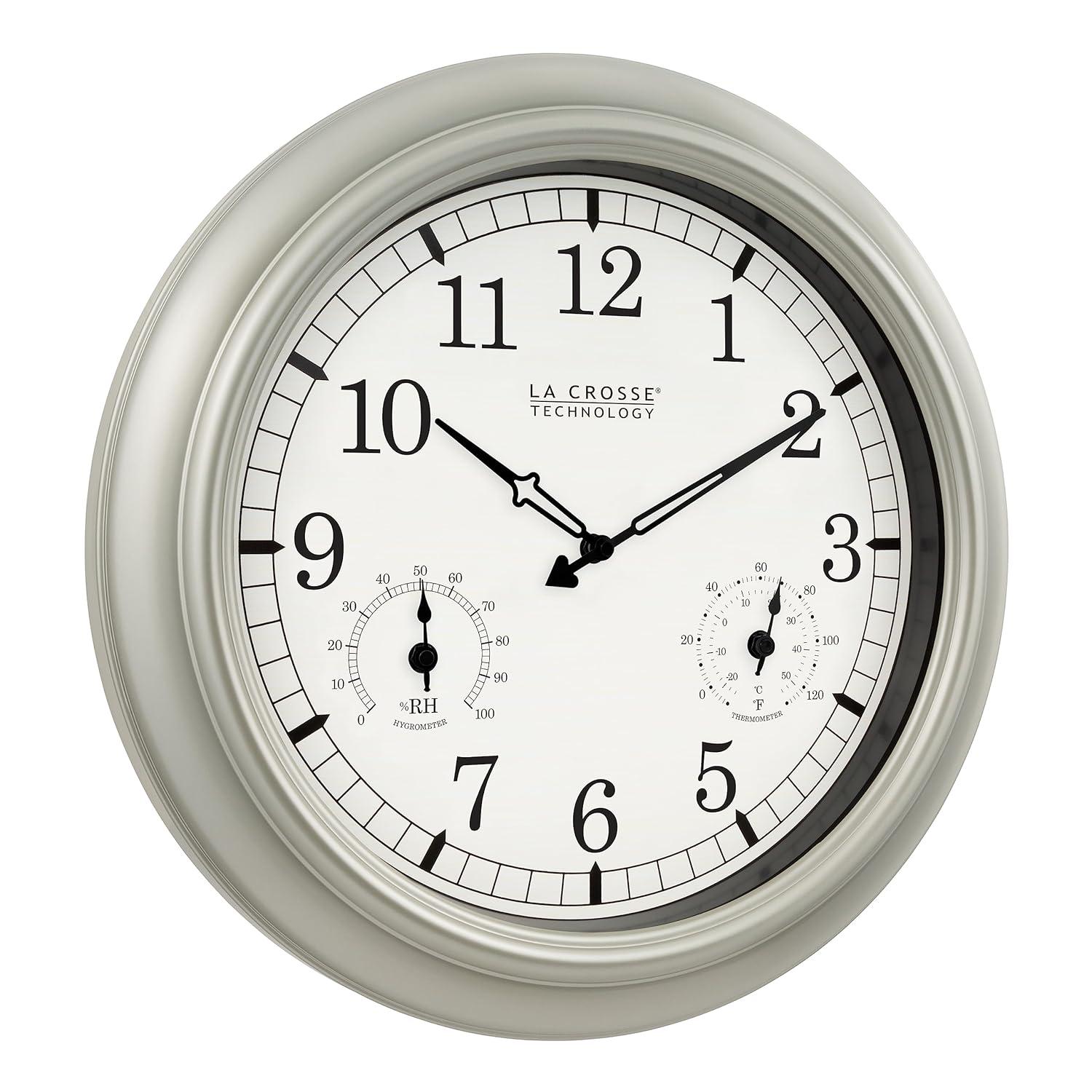 JIAHAO WT-3181PL-Q Quartz Indoor/Outdoor Wall Clock, 18"