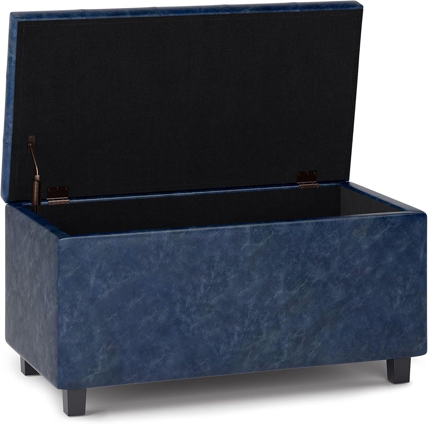 Cosmopolitan Storage Ottoman in Denim Blue Faux Leather