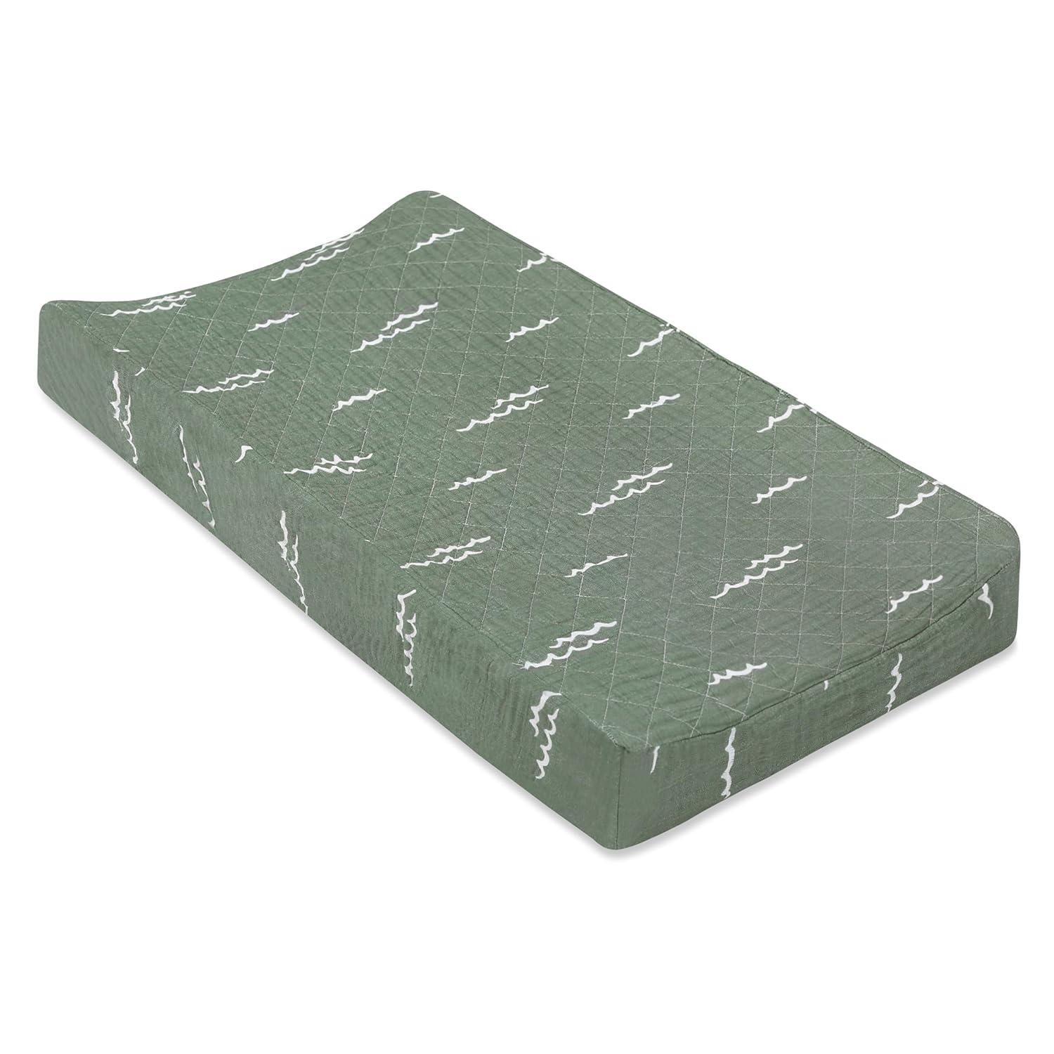 Ocean Waves Quilted Muslin Changing Pad Cover