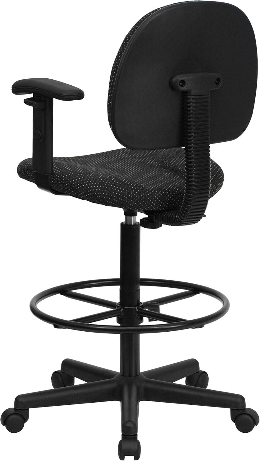 Flash Furniture Black Patterned Fabric Drafting Chair with Adjustable Arms (Cylinders: 22.5''-27''H or 26''-30.5''H)