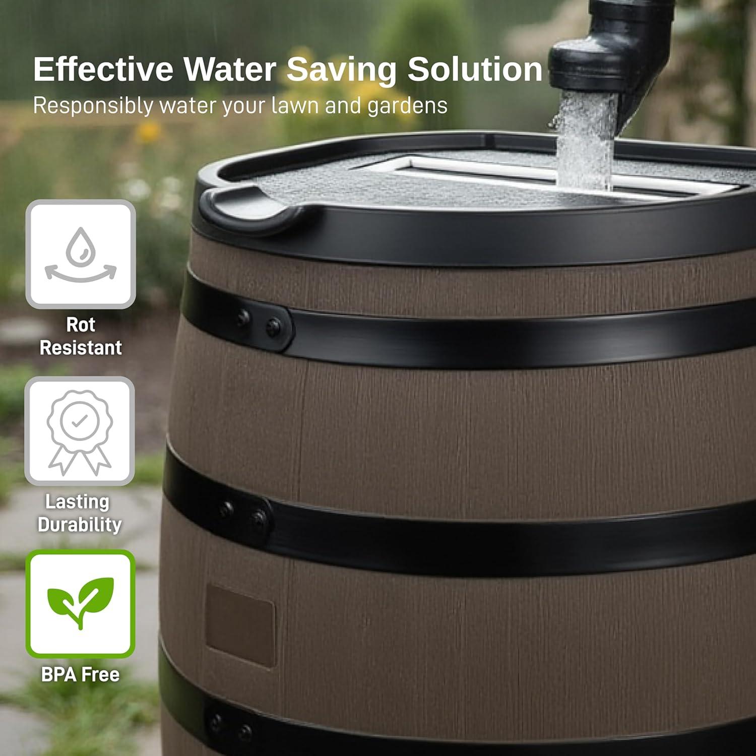 RTS Companies 55 Gallon Premium Eco Flat Back Rain Barrel with Removable Lid