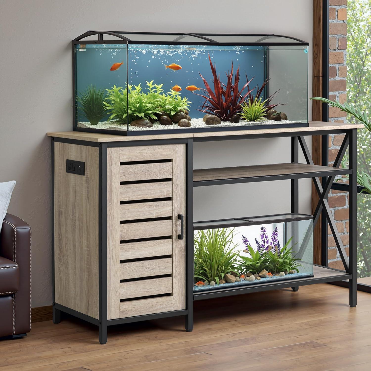 Tucker Murphy Pet™ Fish Tank Stand - 55-75 Gallon Wooden Aquarium Stand With Storage Cabinet For Fish Tank Accessories - 770 LBS Capacity, 51"X19.6"X35"H
