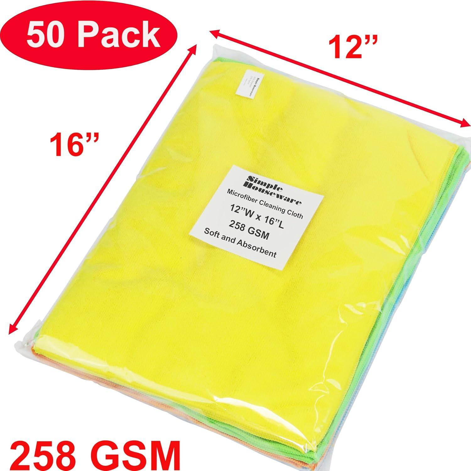 Simple Houseware 50PK Microfiber Cloths (12Y,12G,13O,13B)