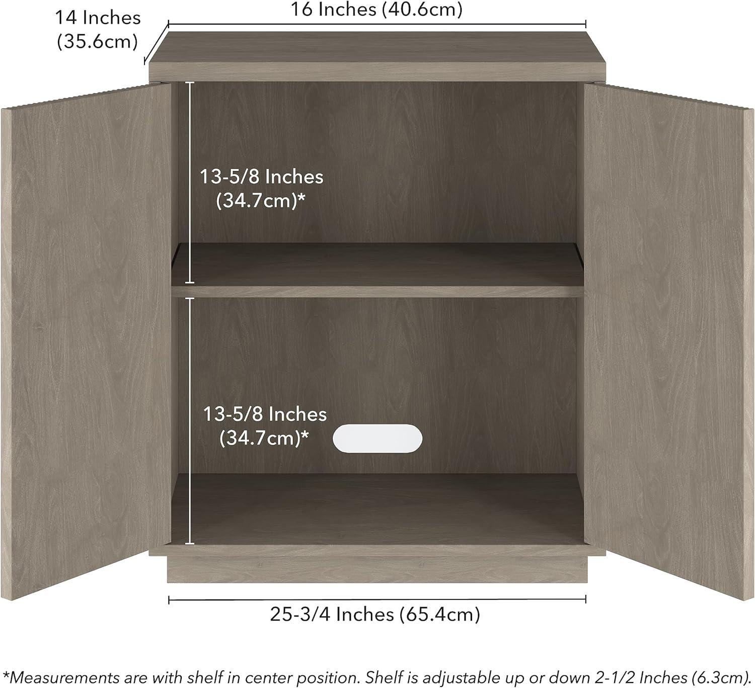 Antiqued Gray Oak Ridged Accent Cabinet with Plinth Base