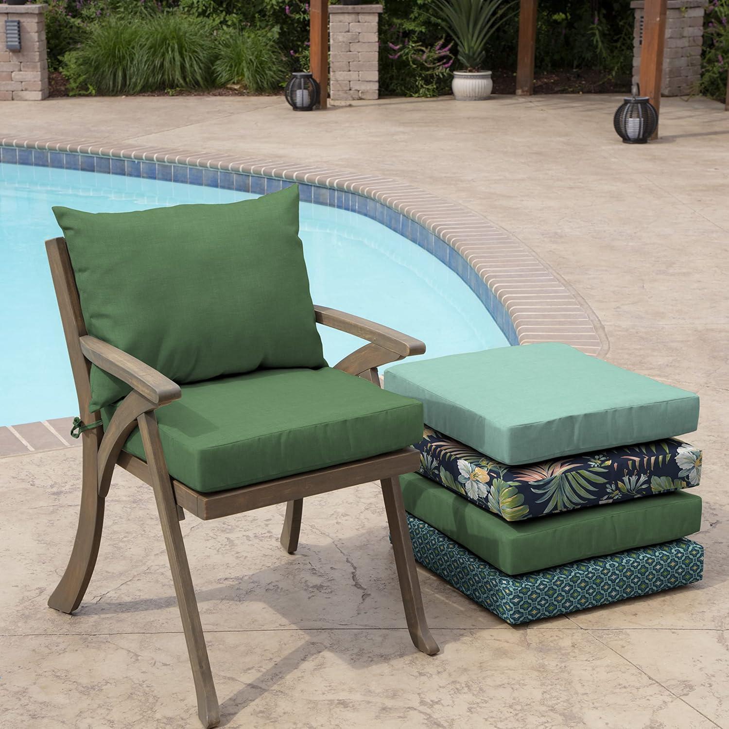 Arden Selections Outdoor Dining Chair Cushion, 21 x 21, Water Repellent, Fade Resistant 21 x 21, Moss Green Leala