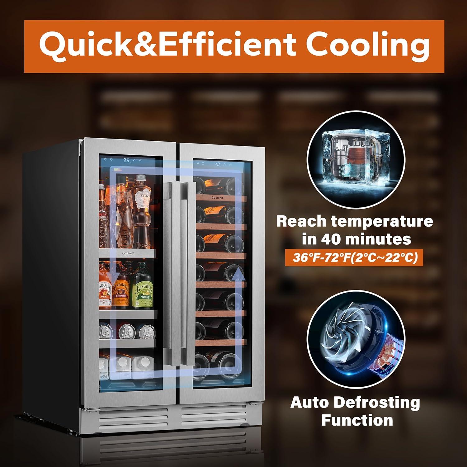 Ca'Lefort 24 Inch Dual Zone Stainless Steel Wine and Beverage Refrigerator