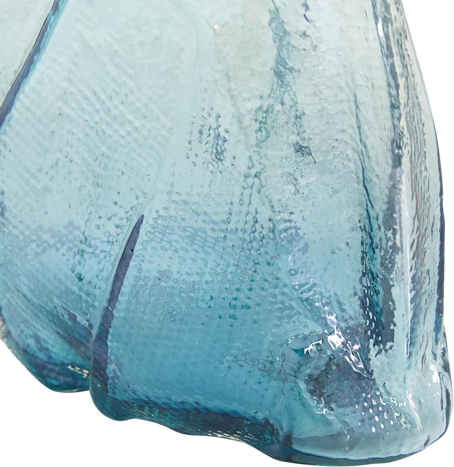 DecMode 12" Blown Blue Glass Vase