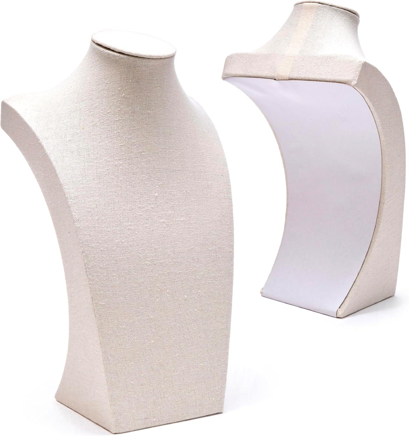 Juvale 12 Inch Linen Jewelry Display Bust, Necklace Mannequin Holder Stand for Retail Stores and Trade Shows (Beige)