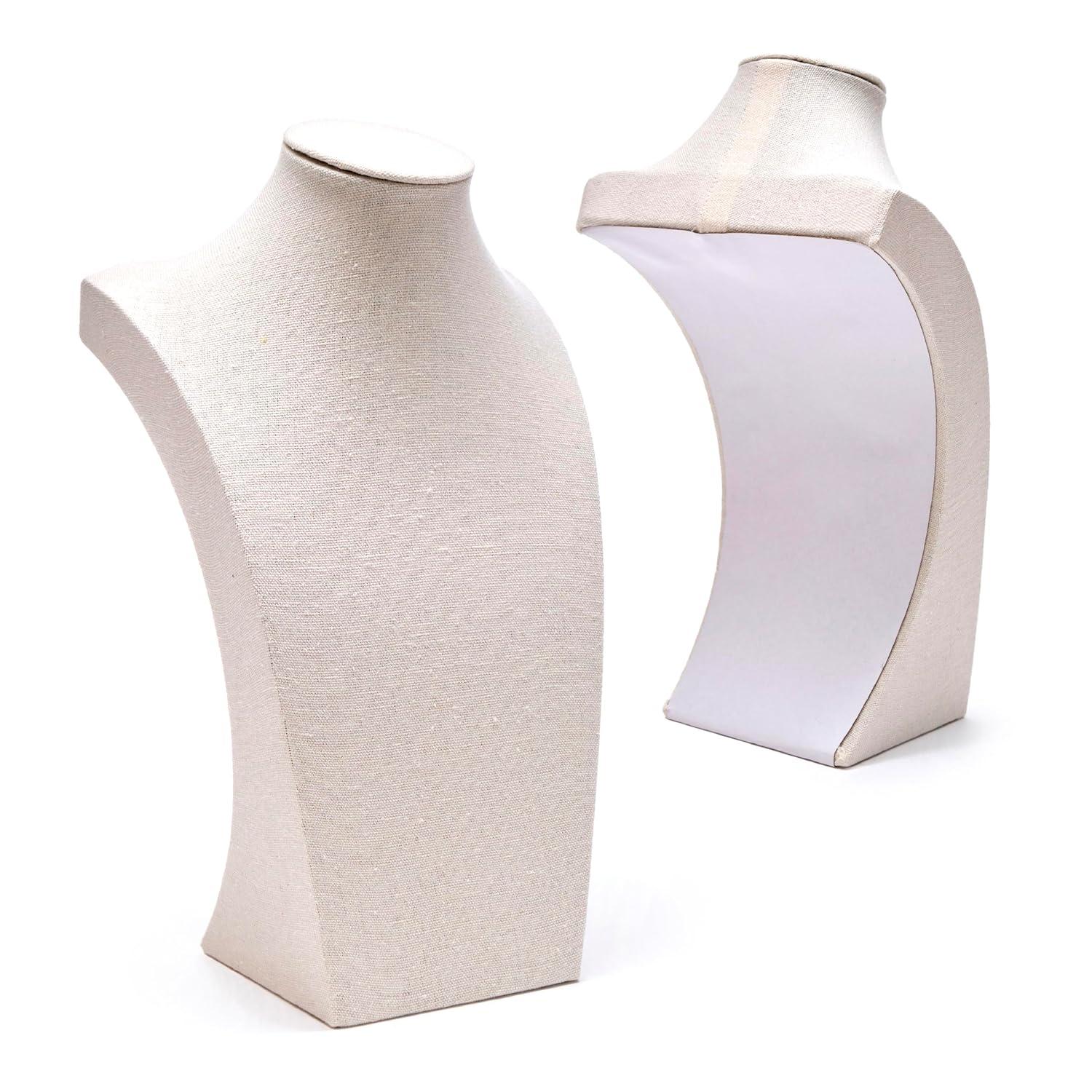 Juvale 12 Inch Linen Jewelry Display Bust, Necklace Mannequin Holder Stand for Retail Stores and Trade Shows (Beige)
