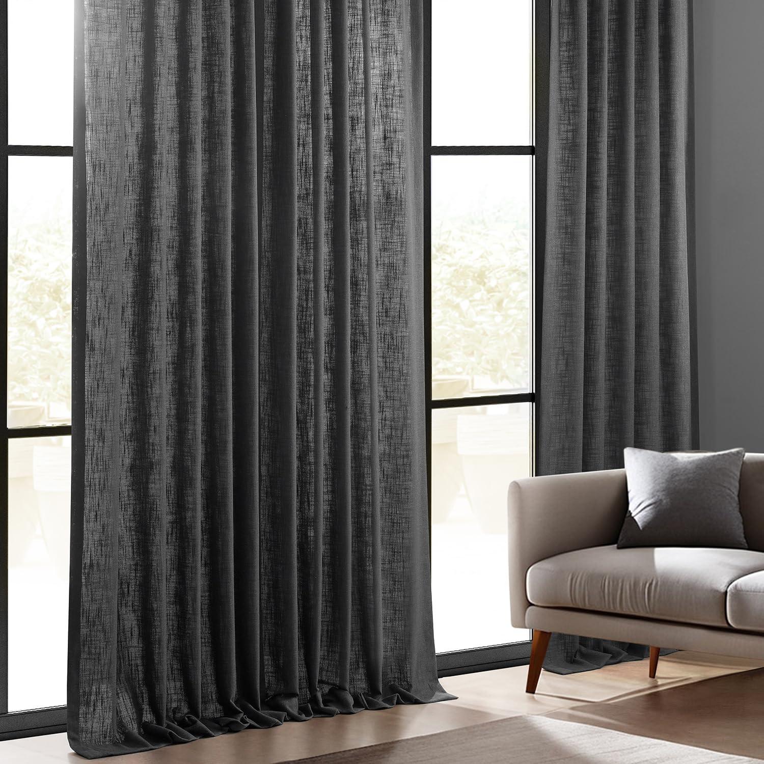 Half Price Drapes FHLCH-VET13195-84 Slate Heavy Faux Linen Curtain, 50 x 84, Grey