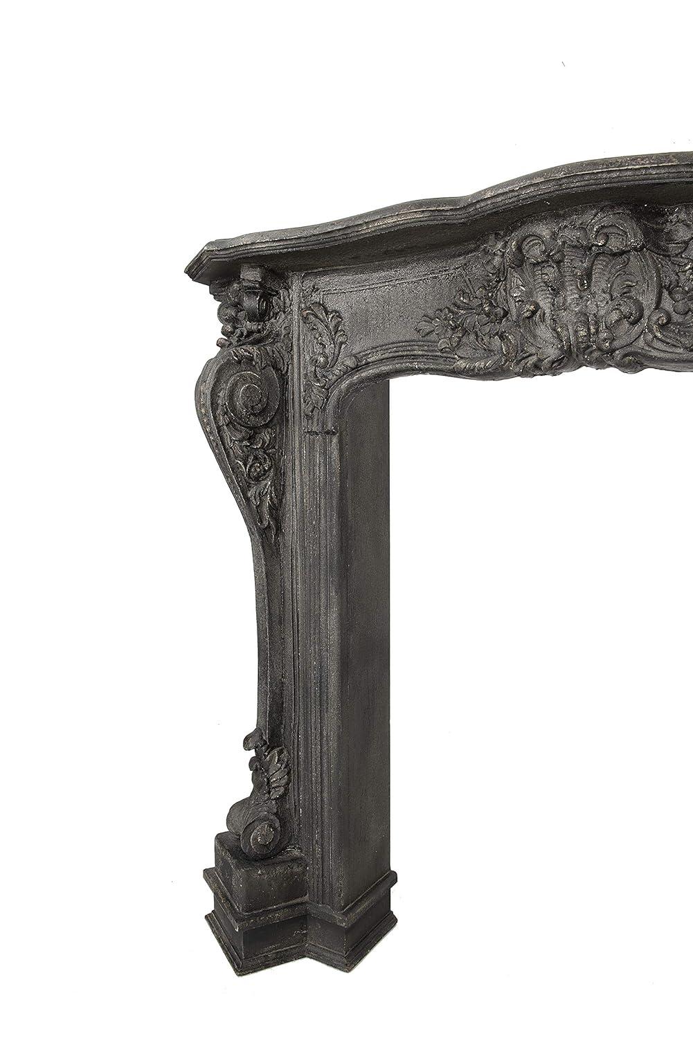 Storied Home Ornate Decorative Fireplace Mantel Black: Wall Mount, MDF Frame, Adult Assembly