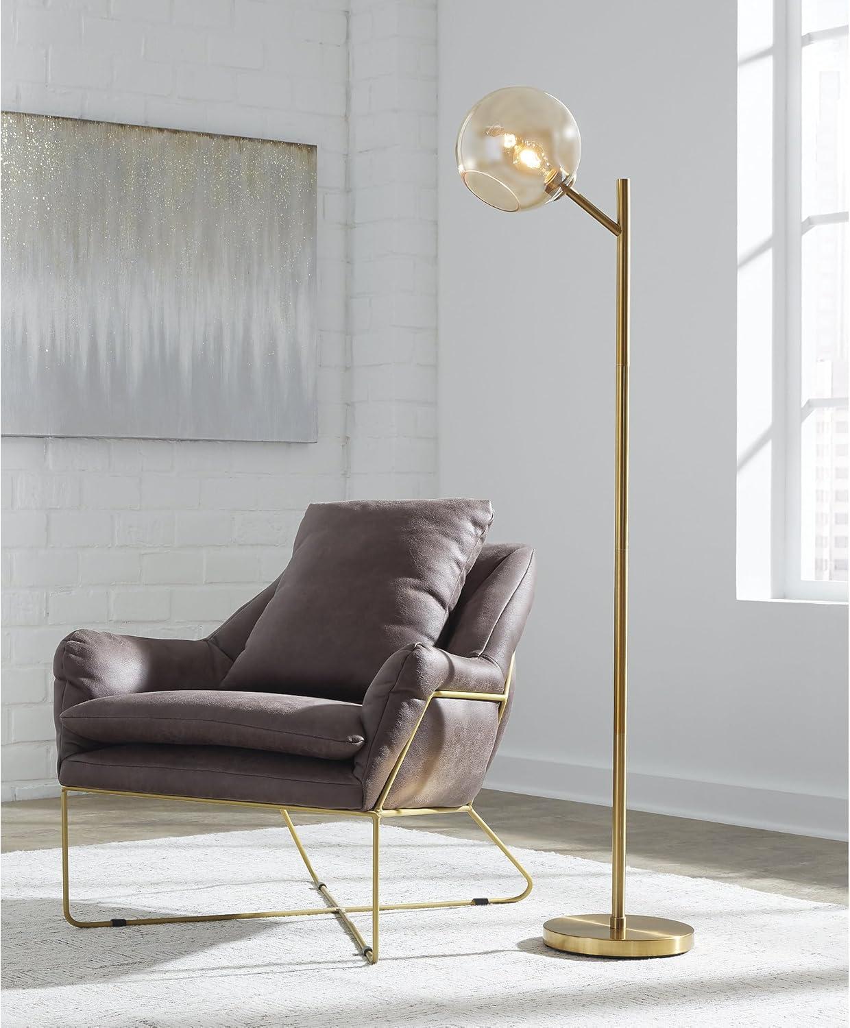 Abanson Modern Brown and Gold Floor Lamp with Glass Shade