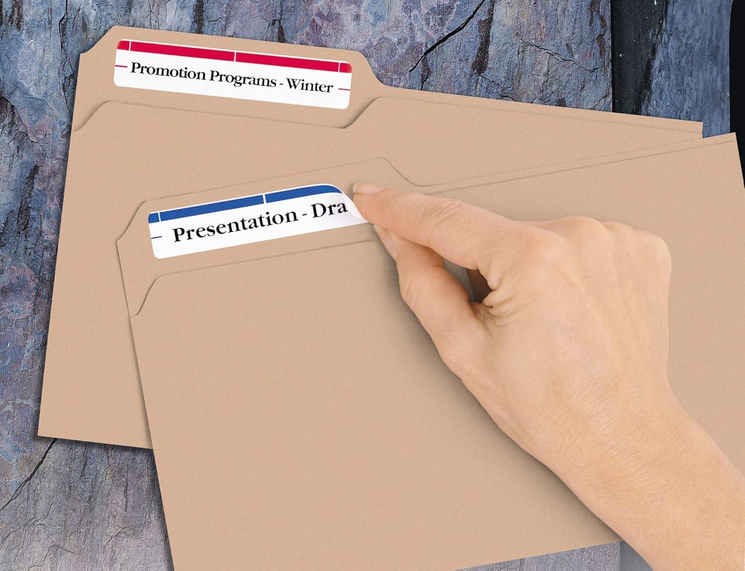 Avery Removable 1/3-Cut File Folder Labels Inkjet/Laser .66 x 3.44 WE/ASST 750/PK 6466