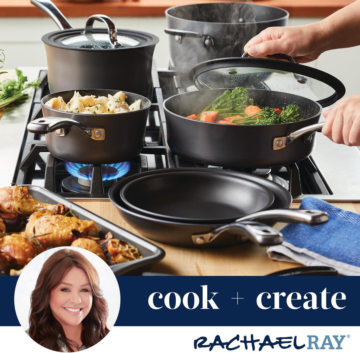 Cook + Create 10-Piece Hard Anodized Aluminum Nonstick Cookware Set in Black