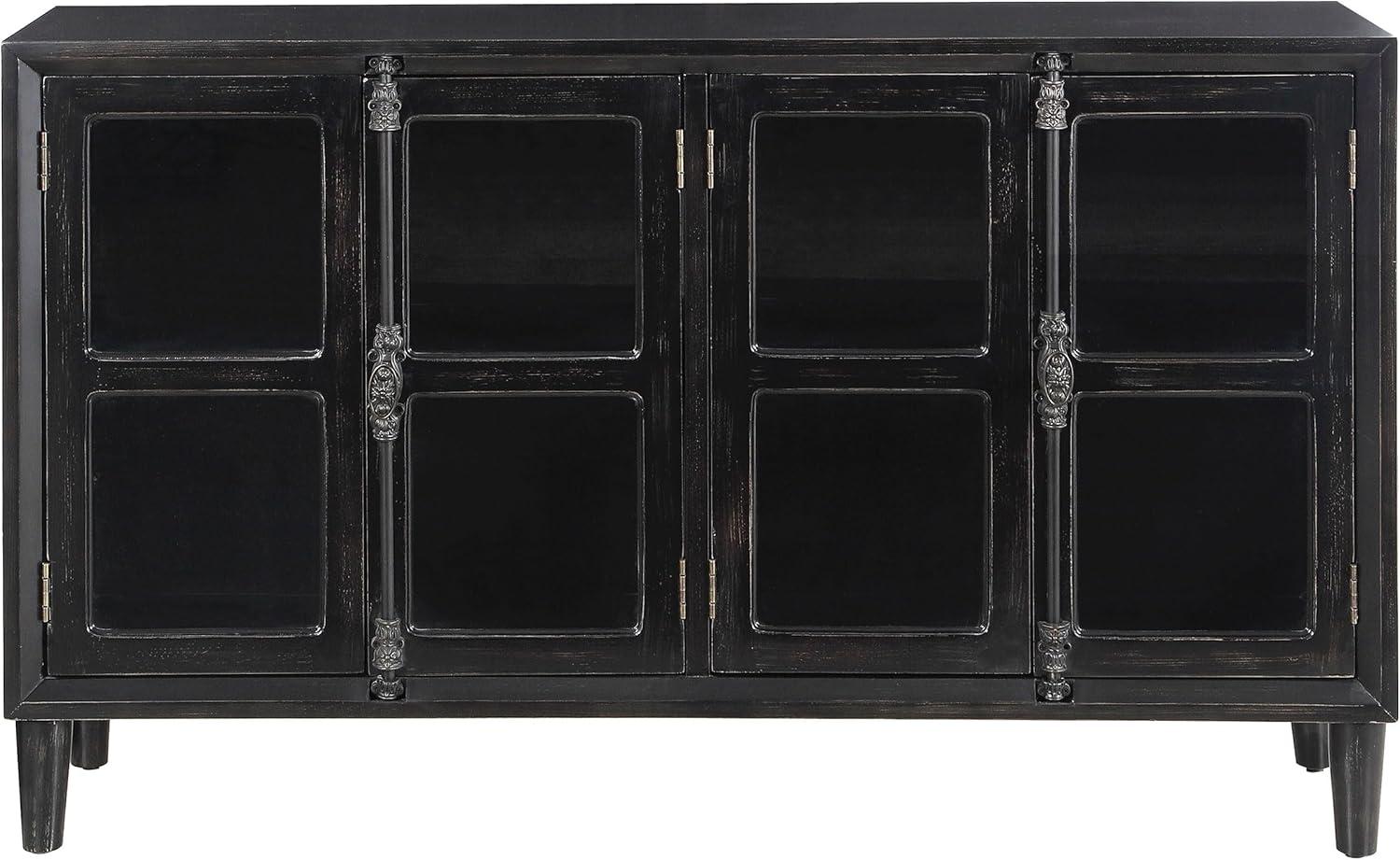 Coaster Mapleton 4 Glass Door Modern Wood Accent Cabinet Black