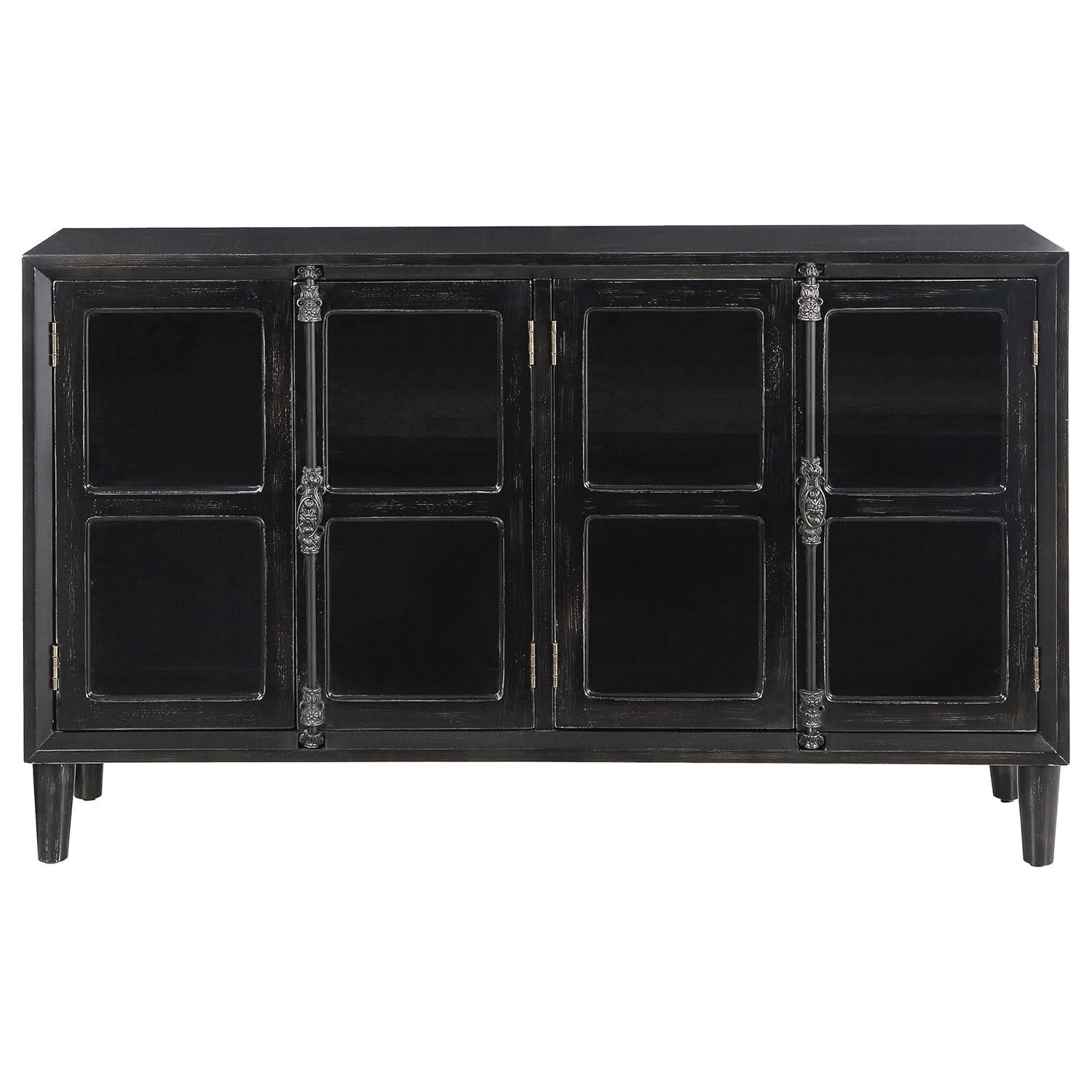 Coaster Mapleton 4 Glass Door Modern Wood Accent Cabinet Black