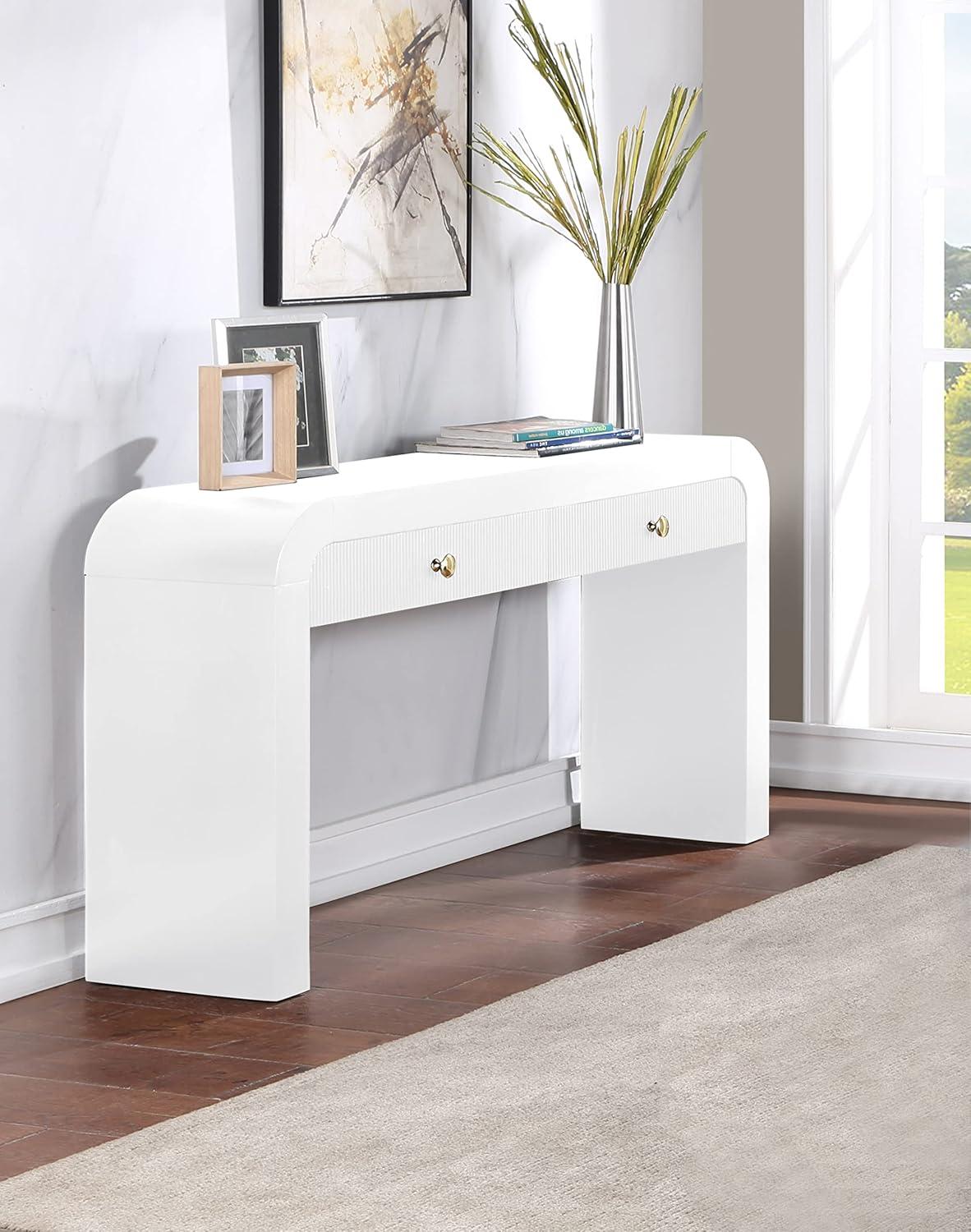 Artisto 54'' Black and White Wood Veneer Console Table with Storage